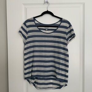 dusty blue and cream eyelet designed tee